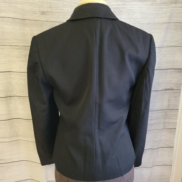 Vintage Talbots Black Full Zip-Up Stretch Jacket Blazer 100% Wool Size 6 - Picture 2 of 4